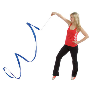 5 m Gymnastik- und Tanzband in Blau – Rhythmik- und Schwungband mit Stab